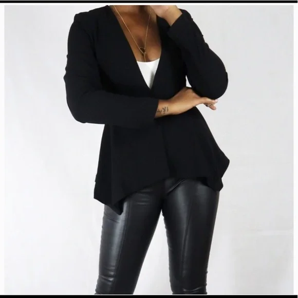 Do + Be Womens Blazer Size Small Black Single Button High Low - Picture 3 of 4